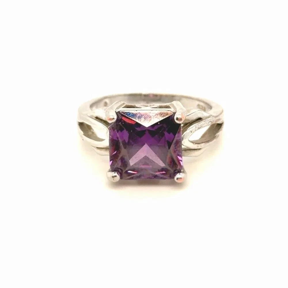 Princess Cut Amethyst Silver 925‎ Ring